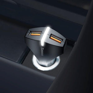 Planet Gates Black Baseus Quick Charge 3.0 Car Charger 5V3A QC3.0 Turbo Fast Charging Car-charger Dual USB Car Mobile Phone Charger For iPhone 8 7