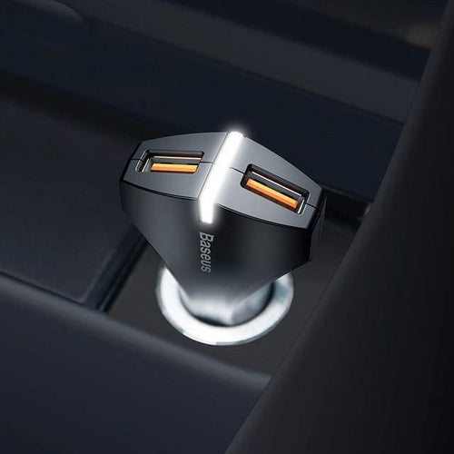 Planet Gates Black Baseus Quick Charge 3.0 Car Charger 5V3A QC3.0 Turbo Fast Charging Car-charger Dual USB Car Mobile Phone Charger For iPhone 8 7