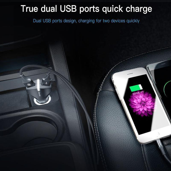 Planet Gates Black Baseus Quick Charge 3.0 Car Charger 5V3A QC3.0 Turbo Fast Charging Car-charger Dual USB Car Mobile Phone Charger For iPhone 8 7