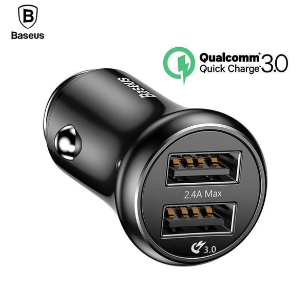 Planet Gates Black Baseus Quick Charge 3.0 USB Car Charger QC QC3.0 Turbo Fast Charging Dual Car USB Charger For iPhone Xs X Xiaomi Mi Mobile Phone
