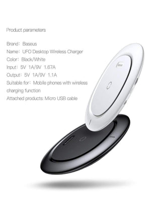Planet Gates BLACK Baseus UFO Wireless Charger For iPhone X 8 Samsung Note8 S9 S8 Mobile Phone 10W Qi Wireless Charging Charger Fast Charging Pad