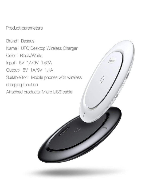 Planet Gates BLACK Baseus UFO Wireless Charger For iPhone X 8 Samsung Note8 S9 S8 Mobile Phone 10W Qi Wireless Charging Charger Fast Charging Pad