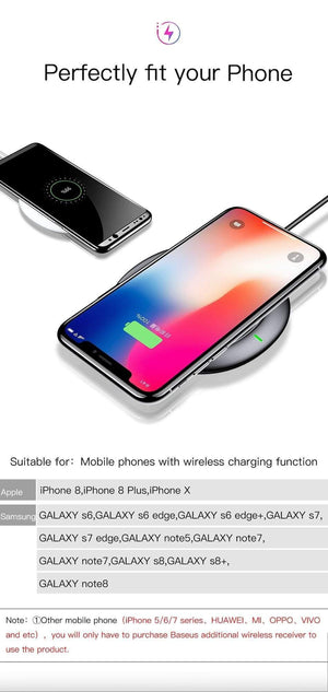 Planet Gates BLACK Baseus UFO Wireless Charger For iPhone X 8 Samsung Note8 S9 S8 Mobile Phone 10W Qi Wireless Charging Charger Fast Charging Pad
