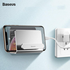 Planet Gates Black Baseus Wall Mount Holder For iPhone Xs Max X 8 Metal Strong Adhesive Mobile Phone Holder For Samsung Huawei Xiaomi Charger Stand