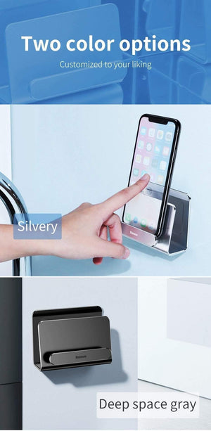 Planet Gates Black Baseus Wall Mount Holder For iPhone Xs Max X 8 Metal Strong Adhesive Mobile Phone Holder For Samsung Huawei Xiaomi Charger Stand