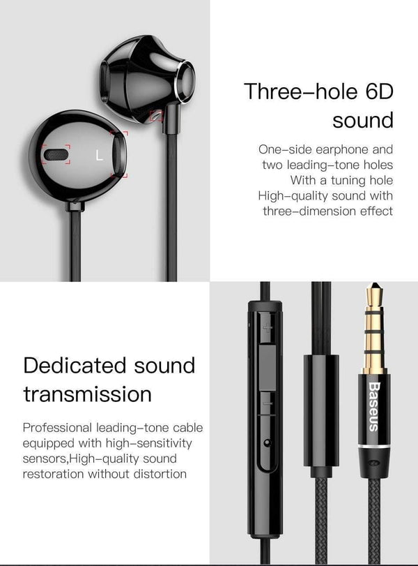 Planet Gates Black Baseus Wired Earphone In Ear Headset With Mic Stereo Bass Sound 3.5mm Jack Earphone Earbuds Earpiece For iPhone Samsung Xiaomi