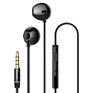 Planet Gates Black Baseus Wired Earphone In Ear Headset With Mic Stereo Bass Sound 3.5mm Jack Earphone Earbuds Earpiece For iPhone Samsung Xiaomi