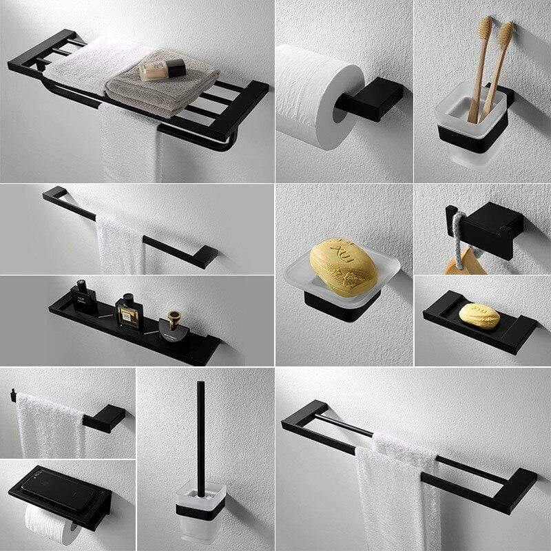 Planet Gates Black Bathroom Accessories Bath Hardware  Set paper holder Towel Rack Bar soap holder Shelf Rack Hook toilet brush juego de bano