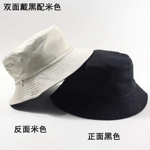 Planet Gates black beige / 57 to 59cm Large size fishing hats big head man summer sun hat two sides wear panama caps plus sizes bucket hats 57-59cm 60-62cm 63-64cm