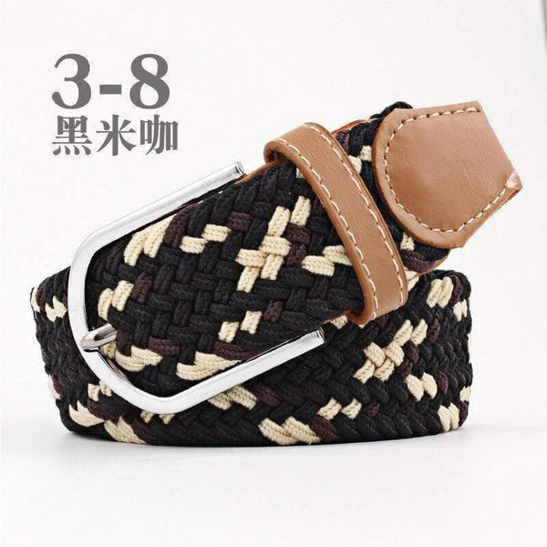Fashion Wide Belt For Men Women Elastic Knitted Braid Jeans Dress Belt With Leather Metal Buckle Casual Belt For Unisex