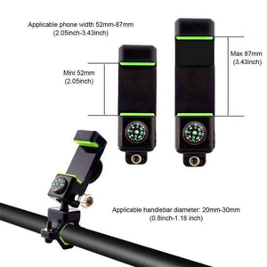 Planet Gates Black Bicycle phone holder  Motorcycle Phone Holder with Compass and LED Light Adjustable Phone Mount and Bicycle Handlebar
