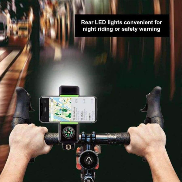 Planet Gates Black Bicycle phone holder  Motorcycle Phone Holder with Compass and LED Light Adjustable Phone Mount and Bicycle Handlebar
