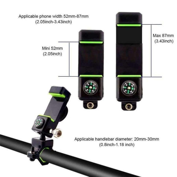 Planet Gates Black Bicycle phone holder  Motorcycle Phone Holder with Compass and LED Light Adjustable Phone Mount and Bicycle Handlebar