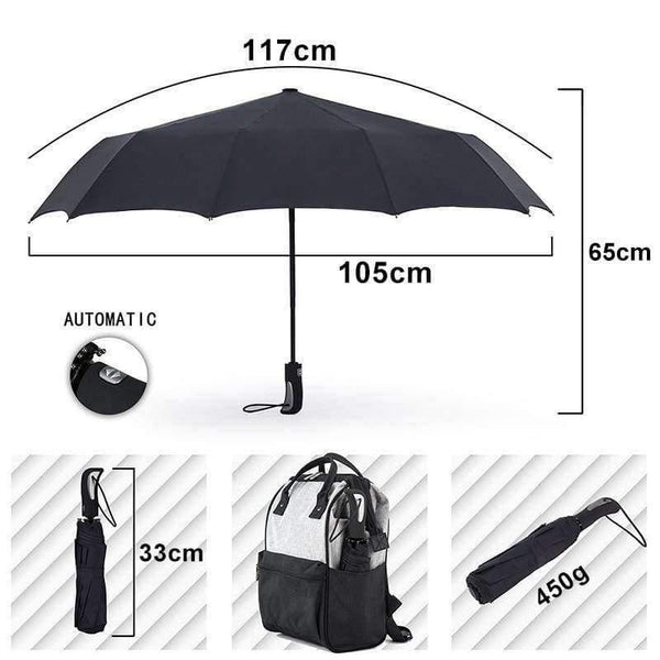Planet Gates Black Big Strong Fashion Windproof Umbrella Men Gentle 3Fold Compact Fully Automatic Rain High Quality Pongee Umbrella Women