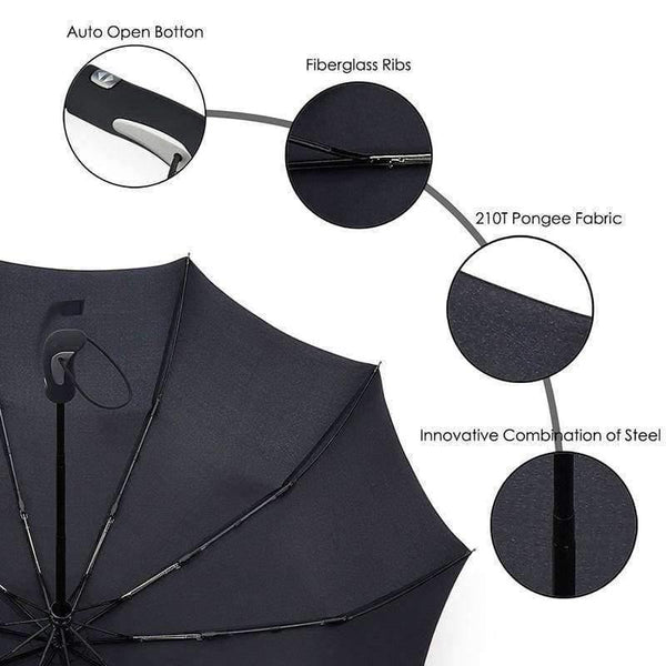 Planet Gates Black Big Strong Fashion Windproof Umbrella Men Gentle 3Fold Compact Fully Automatic Rain High Quality Pongee Umbrella Women
