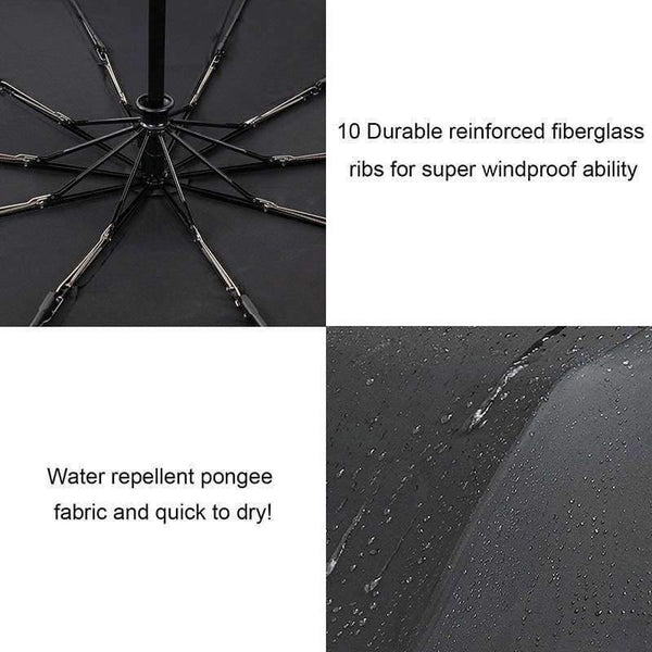 Planet Gates Black Big Strong Fashion Windproof Umbrella Men Gentle 3Fold Compact Fully Automatic Rain High Quality Pongee Umbrella Women