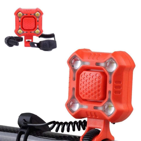 Planet Gates Black Bike Bell 4 Lamp Cycling Light Electric Horn Waterproof USB Charging Loud Alarm Security Bicycle Bell Sounds Cycling Accessories