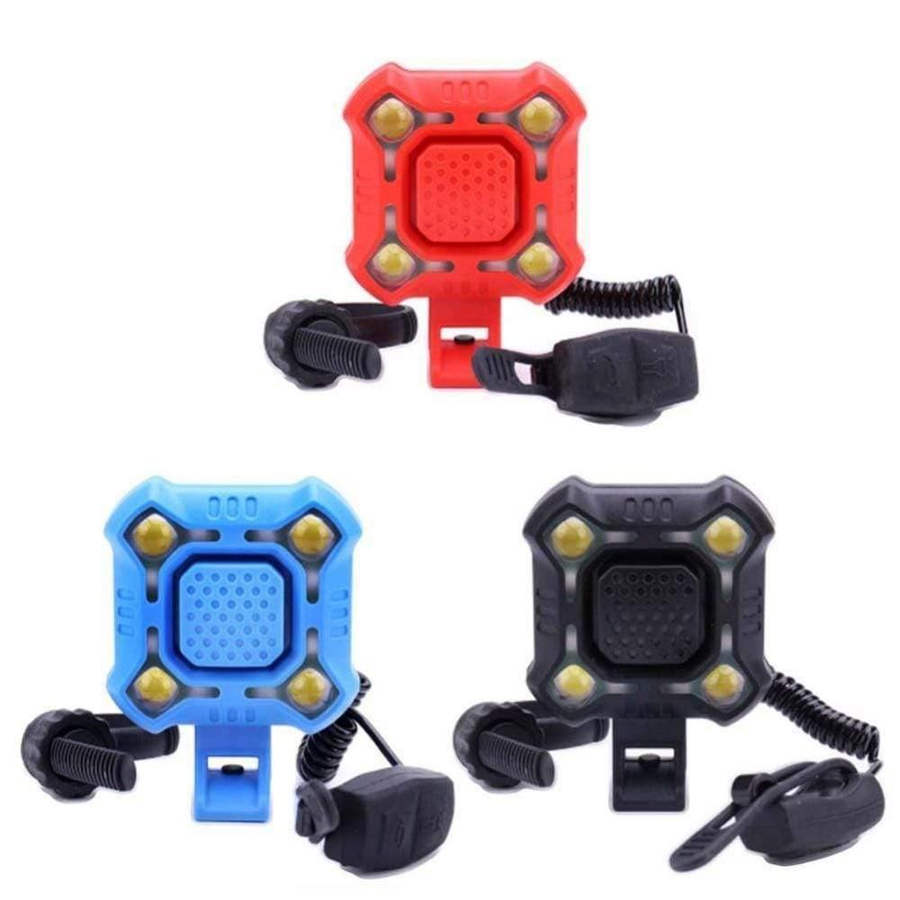Planet Gates Black Bike Bell 4 Lamp Cycling Light Electric Horn Waterproof USB Charging Loud Alarm Security Bicycle Bell Sounds Cycling Accessories