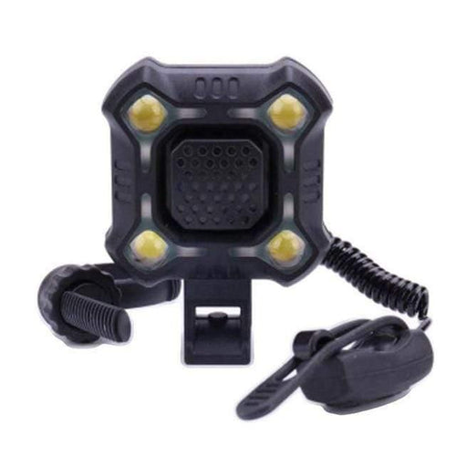 Planet Gates Black Bike Bell 4 Lamp Cycling Light Electric Horn Waterproof USB Charging Loud Alarm Security Bicycle Bell Sounds Cycling Accessories