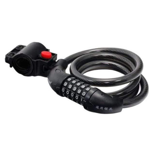 Planet Gates Black Bike Lock 5 Digit Code Combination Bicycle Security Lock 1200 mm x 12 mm Steel Cable Spiral Bike Cycling Bicycle Lock