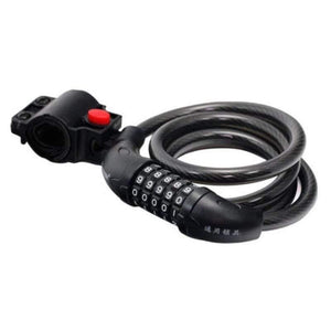 Planet Gates Black Bike Lock 5 Digit Code Combination Bicycle Security Lock 1200 mm x 12 mm Steel Cable Spiral Bike Cycling Bicycle Lock