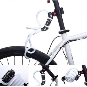 Planet Gates Black Bike Lock 5 Digit Code Combination Bicycle Security Lock 1200 mm x 12 mm Steel Cable Spiral Bike Cycling Bicycle Lock