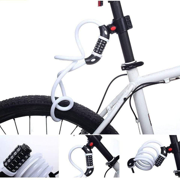 Planet Gates Black Bike Lock 5 Digit Code Combination Bicycle Security Lock 1200 mm x 12 mm Steel Cable Spiral Bike Cycling Bicycle Lock