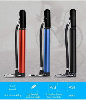 Planet Gates Black Bike Pump Bicycle Tire Portable Inflator Air Pump 100PSI Mountain Road Bike Accessories for Cycling MTB Bicycle Pump