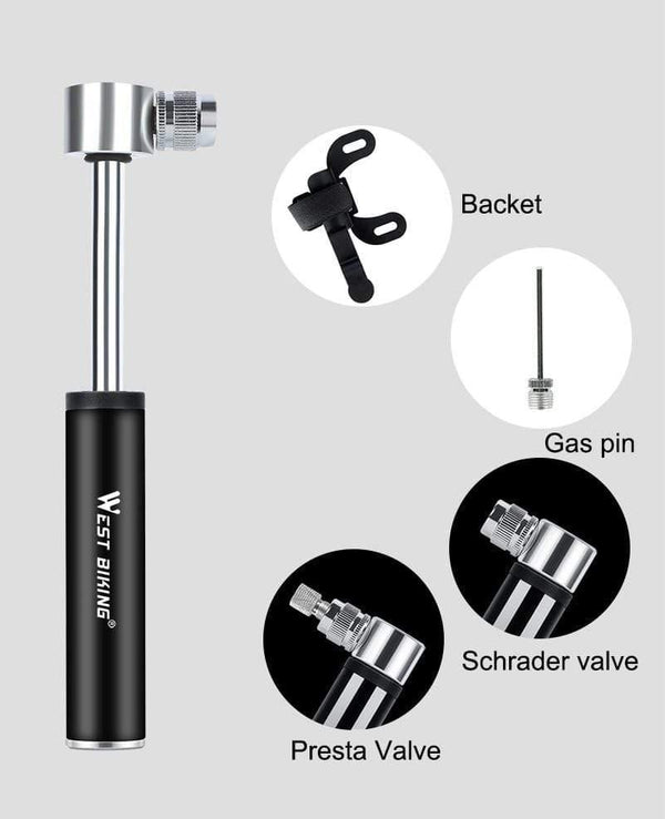 Planet Gates black Bike Pump Inflador Bicicleta Bicycle Air Pumps For AV/FV Cycling Inflator MTB Alloy Mini Hand Pump Bicycle Tire Pump