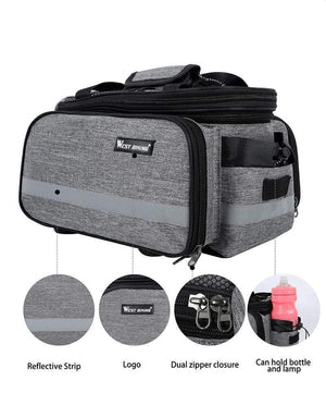 Planet Gates Black Bike Waterproof Seat Pannier Pack Luggage Cycling Bag 10-25L Bicycle Pannier Bag Rear Rack Trunk Bag With Rain Cover