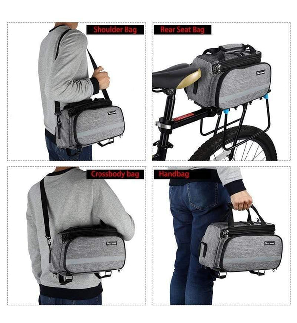 Planet Gates Black Bike Waterproof Seat Pannier Pack Luggage Cycling Bag 10-25L Bicycle Pannier Bag Rear Rack Trunk Bag With Rain Cover