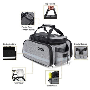 Planet Gates Black Bike Waterproof Seat Pannier Pack Luggage Cycling Bag 10-25L Bicycle Pannier Bag Rear Rack Trunk Bag With Rain Cover