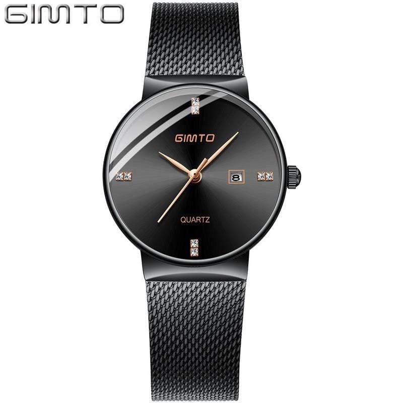 Planet Gates Black Black Box Women Watches Minimalism Rhinestone Calendar Japan Quartz Lady Wristwatch Holiday Lover's Gift Watch