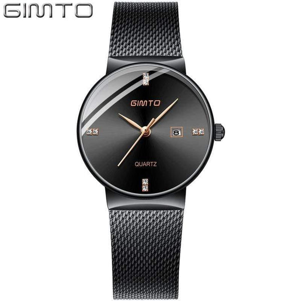 Planet Gates Black Black Box Women Watches Minimalism Rhinestone Calendar Japan Quartz Lady Wristwatch Holiday Lover's Gift Watch