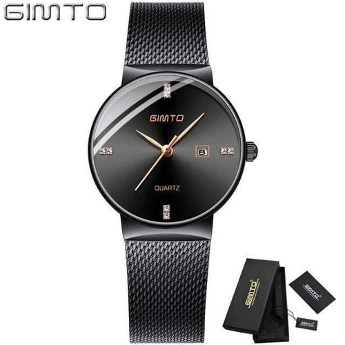 Planet Gates Black Black Box Women Watches Minimalism Rhinestone Calendar Japan Quartz Lady Wristwatch Holiday Lover's Gift Watch