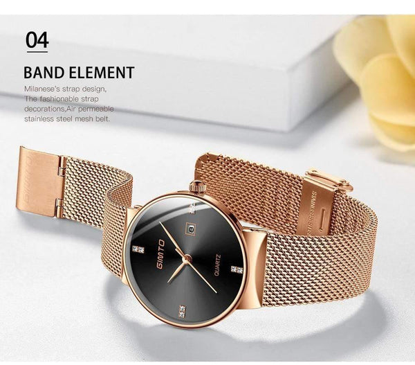 Planet Gates Black Black Box Women Watches Minimalism Rhinestone Calendar Japan Quartz Lady Wristwatch Holiday Lover's Gift Watch