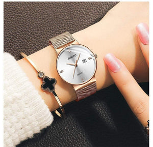 Planet Gates Black Black Box Women Watches Minimalism Rhinestone Calendar Japan Quartz Lady Wristwatch Holiday Lover's Gift Watch