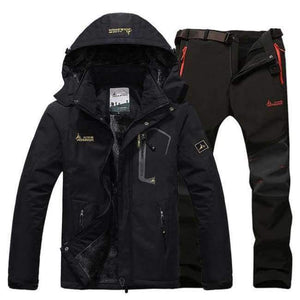 Planet Gates Black black pant / XL Winter Ski Jacket suits Men Waterproof Fleece Snow Jacket Thermal Coat Outdoor Mountain Skiing Snowboard Jacket Pant suits L-5XL