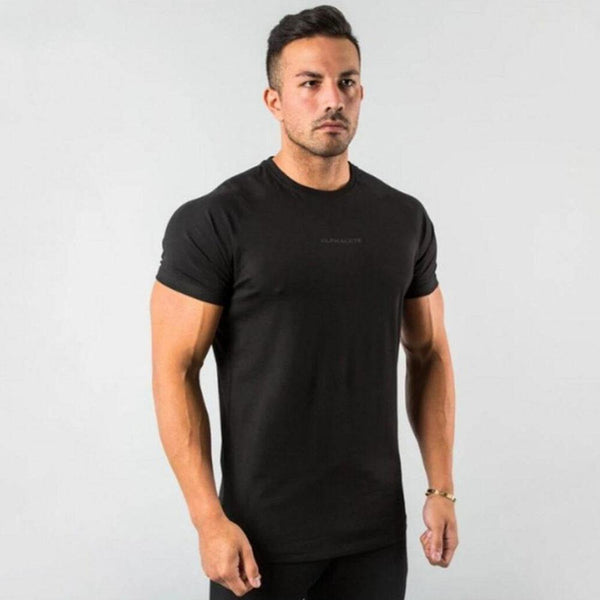 Short Sleeve Skinny T-shirt Men's Summer Casual Cotton Tees Tshirt Tops Male Gym Fitness Bodybuilding Crossfit Workout Clothing