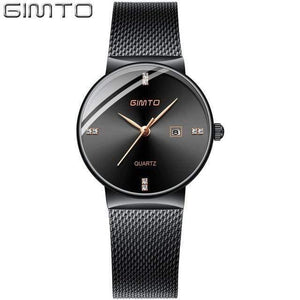 Planet Gates Black Black Women Watches Minimalism Rhinestone Calendar Japan Quartz Lady Wristwatch Holiday Lover's Gift Watch