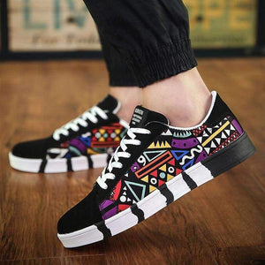 Planet Gates black blue / 7 Mexemina Fashion Men Shoes Graffiti Printing Vulcanized Shoes Students White Shoes Spring Autumn Casual Masculino Adult Shoe