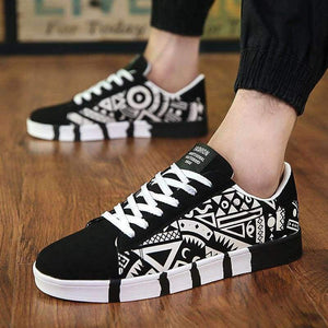 Planet Gates black blue / 7 Mexemina Fashion Men Shoes Graffiti Printing Vulcanized Shoes Students White Shoes Spring Autumn Casual Masculino Adult Shoe