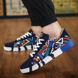 Planet Gates black blue / 7 Mexemina Fashion Men Shoes Graffiti Printing Vulcanized Shoes Students White Shoes Spring Autumn Casual Masculino Adult Shoe