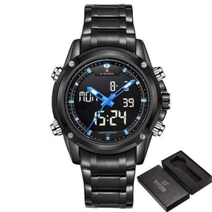 Planet Gates Black Blue add box Men Watches Luxury Brand Naviforce Men's Quartz Hour Analog LED Sports Watch Men Army Military Wrist Watch Relogio Masculino