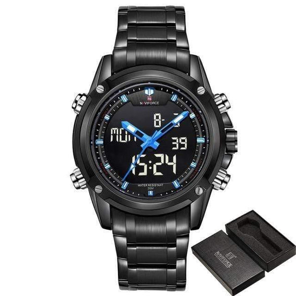 Planet Gates Black Blue add box Men Watches Luxury Brand Naviforce Men's Quartz Hour Analog LED Sports Watch Men Army Military Wrist Watch Relogio Masculino