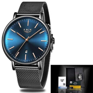 Planet Gates Black blue gold Womens Watches Top Brand Luxury Waterproof Watch Fashion Ladies Stainless Steel Ultra-Thin Casual  Wristwatch Quartz Clock
