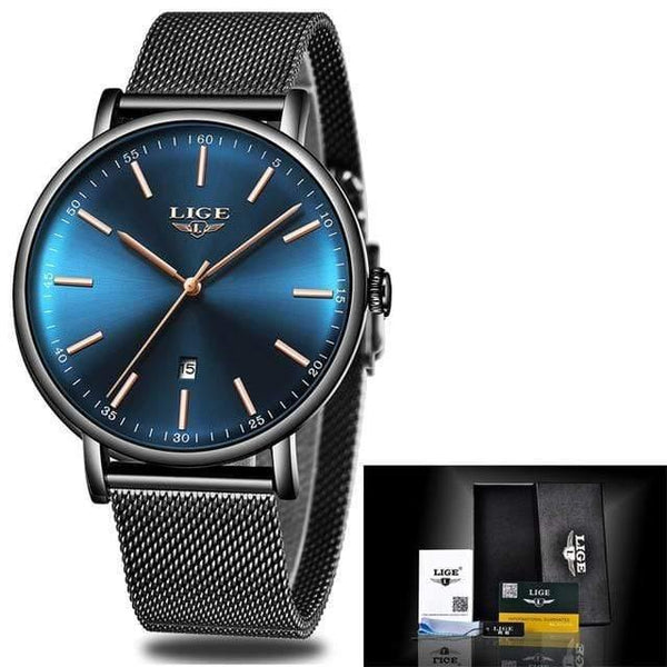 Planet Gates Black blue gold Womens Watches Top Brand Luxury Waterproof Watch Fashion Ladies Stainless Steel Ultra-Thin Casual  Wristwatch Quartz Clock