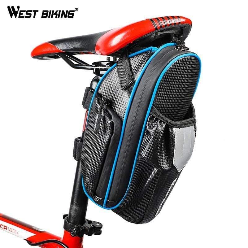 Planet Gates Black Blue MTB Bike Waterproof Rear Bag Bicycle Accessories Bike Saddle Bag with Water Bottle Pocket Cycling Rear Seat Tail Bag