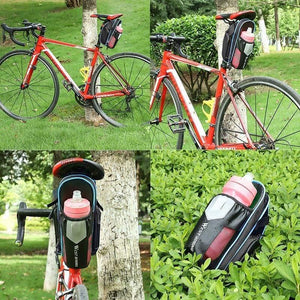 Planet Gates Black Blue MTB Bike Waterproof Rear Bag Bicycle Accessories Bike Saddle Bag with Water Bottle Pocket Cycling Rear Seat Tail Bag