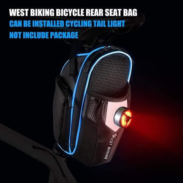 Planet Gates Black Blue MTB Bike Waterproof Rear Bag Bicycle Accessories Bike Saddle Bag with Water Bottle Pocket Cycling Rear Seat Tail Bag